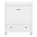 English Elm 30" Bathroom Vanity Without Sink, Base Only, Cabinet With Doors and Drawer, Solid Frame and Mdf Board, White