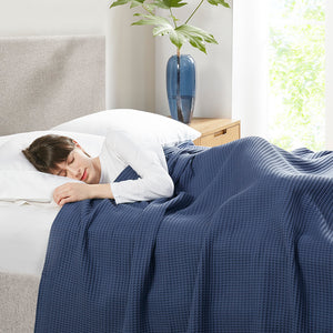 English Elm Cotton Beautyrest Waffle Weave Blanket King 108x90 — 100% Cotton 300GSM Breathable, OEKO-TEX Certified Comfort Indigo 15.75 L x 12.2 W x 5.51 H B03595452