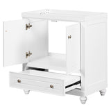 English Elm 30" Bathroom Vanity Without Sink, Base Only, Cabinet With Doors and Drawer, Solid Frame and Mdf Board, White