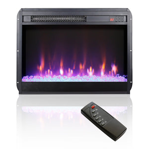 English Elm 23 Inch Slim Electric Fireplace Insert with Crystal Ember Bed Led Flame and Sidelights W1769110507