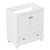 English Elm 30" Bathroom Vanity Without Sink, Base Only, Cabinet With Doors and Drawer, Solid Frame and Mdf Board, White