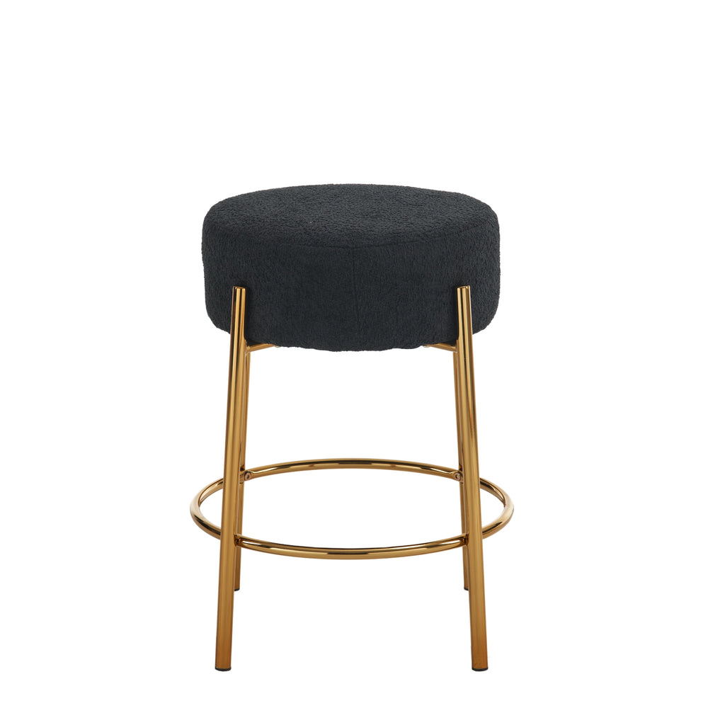 English Elm 24" Tall Round Bar Stools Set Of 2 - Modern Upholstered Seating For Kitchens, Cafes, And Bars! W1901112448