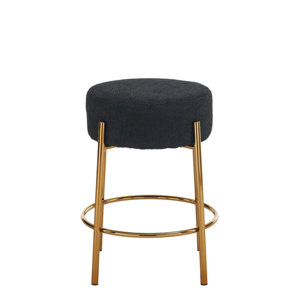 English Elm 24" Tall Round Bar Stools Set Of 2 - Modern Upholstered Seating For Kitchens, Cafes, And Bars! W1901112448