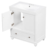 English Elm 30" Bathroom Vanity With Sink, Combo, Cabinet With Doors and Drawer, Solid Frame and Mdf Board, White