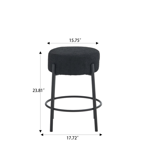 English Elm 24" Tall Round Bar Stools Set Of 2 - Stylish Upholstered Seating For Kitchens & Cafés, Easy Assembly W1901112446