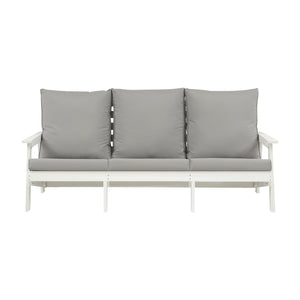 English Elm HIPS 3 Seater Sofa with Cushions — Weatherproof HIPS Outdoor Patio Couch for Porch, Poolside, Terrace White W1209114907