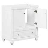 English Elm 30" Bathroom Vanity Without Sink, Base Only, Cabinet With Doors and Drawer, Solid Frame and Mdf Board, White