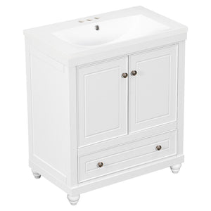 Hearth and Haven Bathroom Vanity with Sink, Cabinet, Doors and Drawer, White