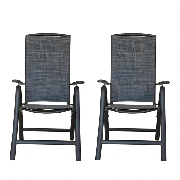 English Elm Folding Patio Chairs - Set Of 2 Lightweight Aluminum Recliners With Adjustable Backrest & Comfort W1859109925
