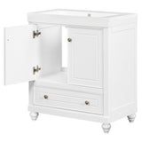 English Elm 30" Bathroom Vanity With Sink, Combo, Cabinet With Doors and Drawer, Solid Frame and Mdf Board, White