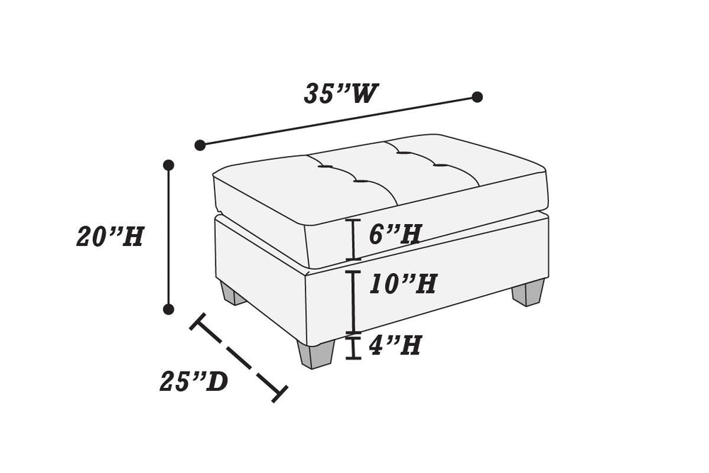 English Elm Cocktail Dorris Fabric Ottoman with Tufted Top and Solid Wood Legs — Stylish Accent Seating Dark Blue 37 L x 27 W x 10 H HSESF00F6993