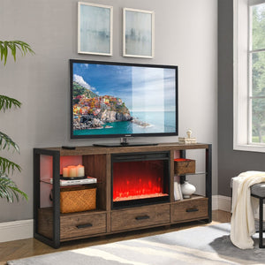 English Elm 23 Inch Slim Electric Fireplace Insert with Crystal Ember Bed Led Flame and Sidelights W1769110507