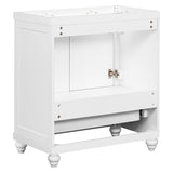 English Elm 30" Bathroom Vanity Without Sink, Base Only, Cabinet With Doors and Drawer, Solid Frame and Mdf Board, White