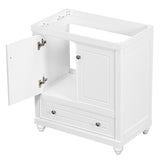 English Elm 30" Bathroom Vanity Without Sink, Base Only, Cabinet With Doors and Drawer, Solid Frame and Mdf Board, White