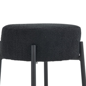 English Elm 24" Tall Round Bar Stools Set Of 2 - Stylish Upholstered Seating For Kitchens & Cafés, Easy Assembly W1901112446