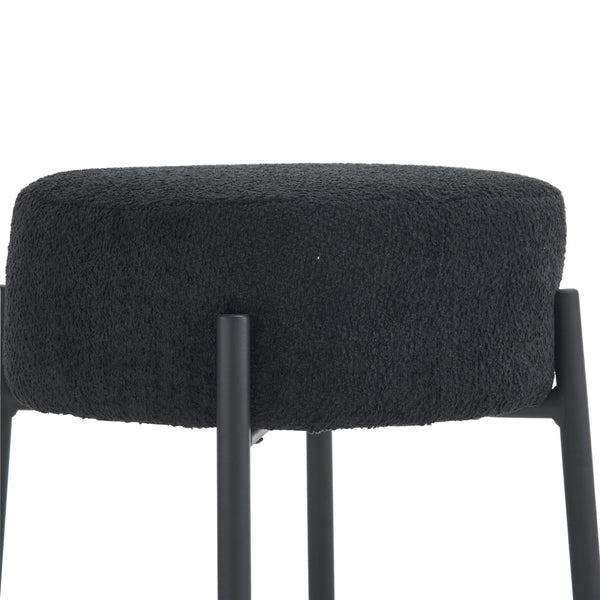 English Elm 24" Tall Round Bar Stools Set Of 2 - Stylish Upholstered Seating For Kitchens & Cafés, Easy Assembly W1901112446