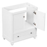 English Elm 30" Bathroom Vanity Without Sink, Base Only, Cabinet With Doors and Drawer, Solid Frame and Mdf Board, White