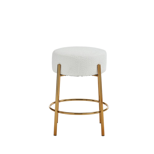 English Elm 24" Tall Round Bar Stools Set Of 2 - Stylish Upholstered Seating For Kitchens, Cafés & Bars W1901112447