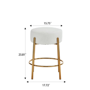 English Elm 24" Tall Round Bar Stools Set Of 2 - Stylish Upholstered Seating For Kitchens, Cafés & Bars W1901112447