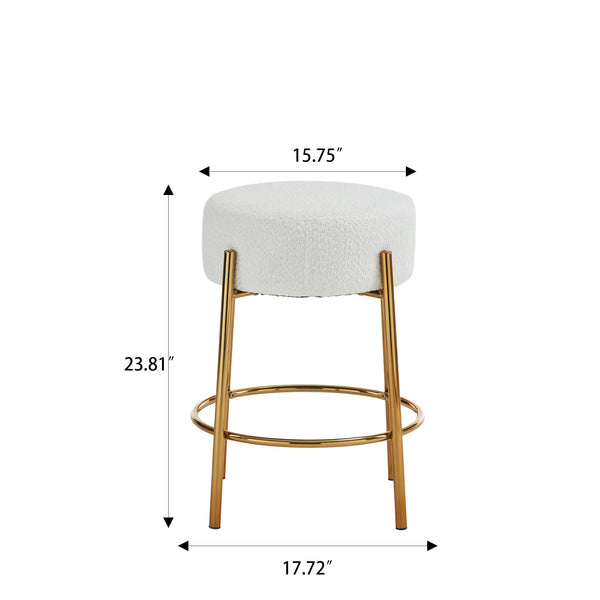 English Elm 24" Tall Round Bar Stools Set Of 2 - Stylish Upholstered Seating For Kitchens, Cafés & Bars W1901112447