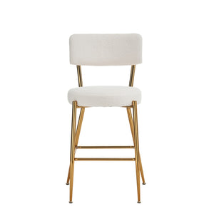 English Elm Set Of 2 Stylish Teddy Fabric Bar Stools - Ergonomic Metal Base For Kitchen & Dining Comfort W1901112443-GIGA