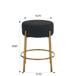 English Elm 24" Tall Round Bar Stools Set Of 2 - Modern Upholstered Seating For Kitchens, Cafes, And Bars! W1901112448