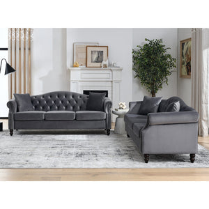 English Elm 3-Seater Modular Sofa Set In Soft Grey Velvet - Stylish Comfort For Modern Living Spaces & Guests W834S00214
