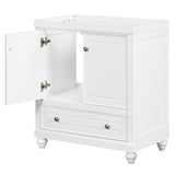 English Elm 30" Bathroom Vanity Without Sink, Base Only, Cabinet With Doors and Drawer, Solid Frame and Mdf Board, White