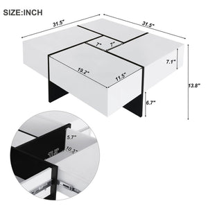 English Elm [new Picture] Square Coffee Table with Hidden Storage and Extendable Sliding Gloss Top WF305182AAK