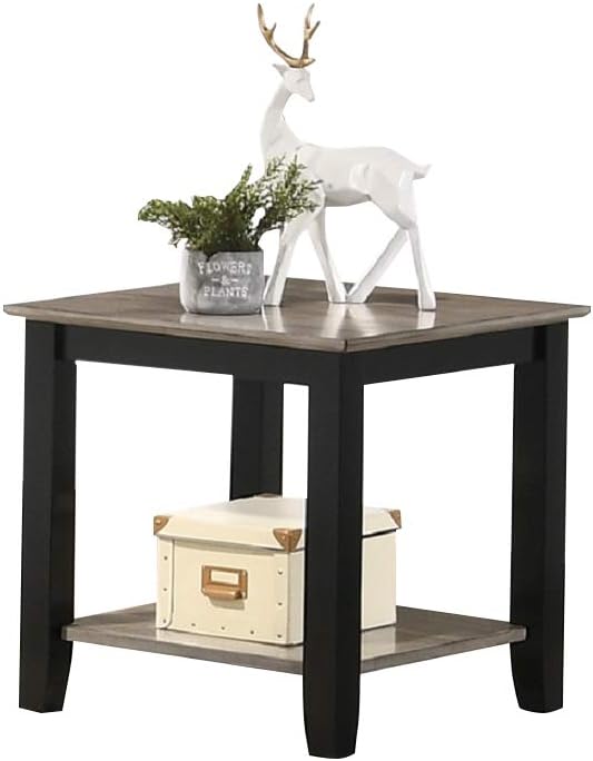 English Elm Simple Contemporary End Table with Walnut Veneer Top and Solid Rubberwood Legs, Square 22" Accent Table Walnut 11 L x 22 W x 27 H HSESF00F6385