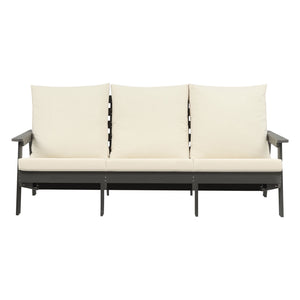 English Elm HIPS 3 Seater Sofa with Cushions — Weatherproof HIPS Outdoor Patio Couch for Porch, Poolside, Terrace Grey W1209114910