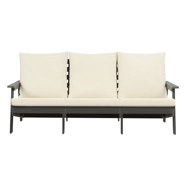 English Elm HIPS 3 Seater Sofa with Cushions — Weatherproof HIPS Outdoor Patio Couch for Porch, Poolside, Terrace Grey W1209114910