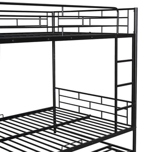 English Elm Full Full Over Metal Bunk Bed with Integrated Ladder, Guardrails and Under-Shelf Storage, Sturdy Steel Frame Black SF000006AAB