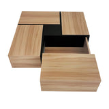 English Elm Unique Design Coffee Table With 4 Hidden Storage Compartments, Square Cocktail Table With Extendable Sliding Tabletop, Uv High-Gloss Design Center Table For Living Room, 31.5"X 31.5"