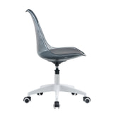 English Elm Smoke Gray Modern Home Office Desk and Chair, Adjustable 360 ° Rotating Chair Engineering Plastic Armless Rotating Computer Chair, Suitable For Living Rooms, Bedrooms, and Offices