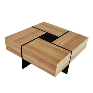 English Elm [new Picture] Square Coffee Table with Hidden Storage and Extendable Sliding Gloss Top WF305182AAD