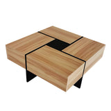 English Elm Unique Design Coffee Table With 4 Hidden Storage Compartments, Square Cocktail Table With Extendable Sliding Tabletop, Uv High-Gloss Design Center Table For Living Room, 31.5"X 31.5"