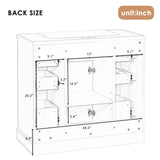 English Elm 36" Bathroom Vanity Without Sink, Cabinet Base Only, One Cabinet and Six Drawers, Green