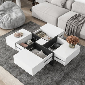 English Elm [new Picture] Square Coffee Table with Hidden Storage and Extendable Sliding Gloss Top WF305182AAK