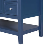 English Elm 36" Bathroom Vanity Without Sink, Cabinet Base Only, One Cabinet and Three Drawers, Blue