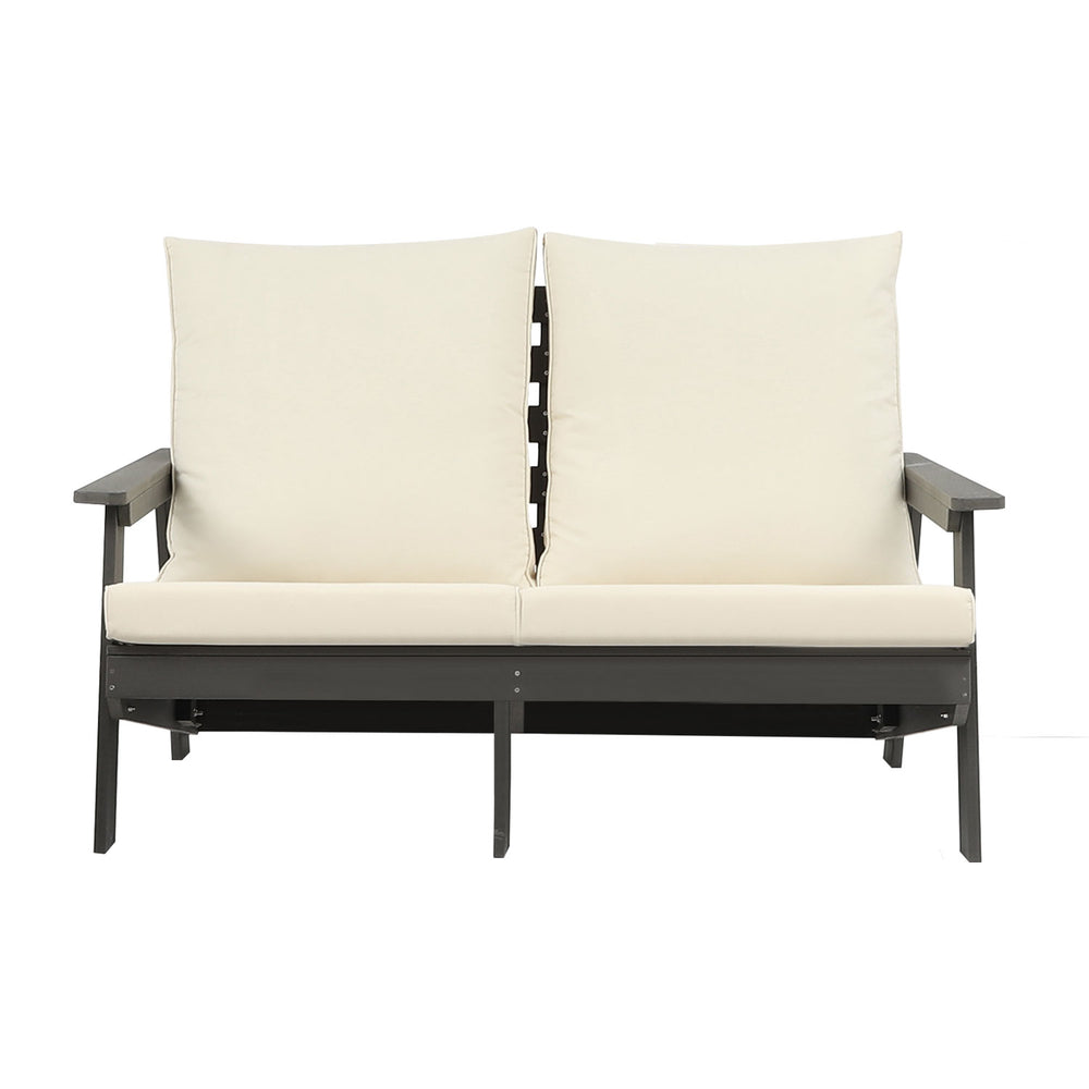 English Elm HIPS Loveseat with Cushions - Durable Weatherproof Outdoor Wood-Grain Sofa for Patio, Porch Comfort Grey W1209114909