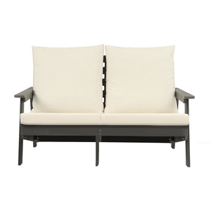 English Elm HIPS Loveseat with Cushions - Durable Weatherproof Outdoor Wood-Grain Sofa for Patio, Porch Comfort Grey W1209114909