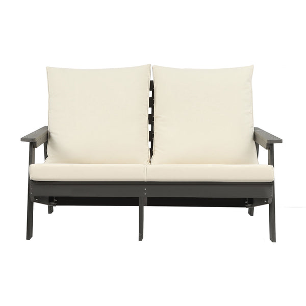 English Elm HIPS Loveseat with Cushions - Durable Weatherproof Outdoor Wood-Grain Sofa for Patio, Porch Comfort Grey W1209114909