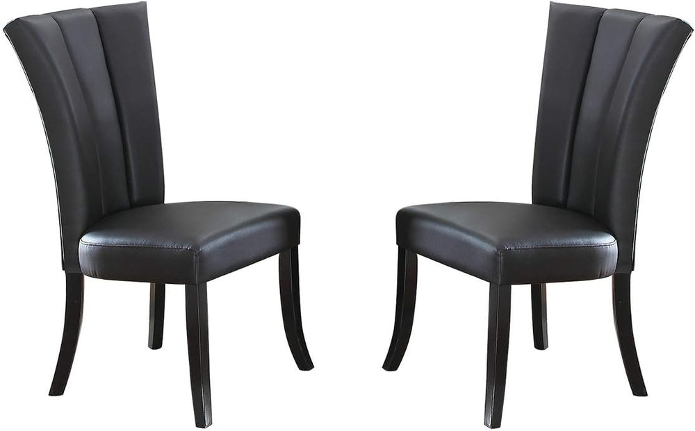English Elm Black Wide Flair Back Dining Chairs Set of 2 - Faux Leather Upholstered PU, Cushion Comfort, 22x26x41" HSESF00F1591