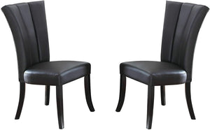 English Elm Black Wide Flair Back Dining Chairs Set of 2 - Faux Leather Upholstered PU, Cushion Comfort, 22x26x41" HSESF00F1591