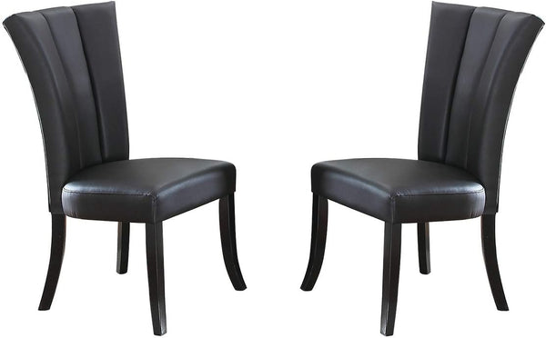English Elm Black Wide Flair Back Dining Chairs Set of 2 - Faux Leather Upholstered PU, Cushion Comfort, 22x26x41" HSESF00F1591