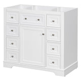 English Elm 36" Bathroom Vanity Without Sink, Cabinet Base Only, One Cabinet and Six Drawers, White