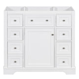 English Elm 36" Bathroom Vanity Without Sink, Cabinet Base Only, One Cabinet and Six Drawers, White