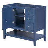 English Elm 36" Bathroom Vanity Without Sink, Cabinet Base Only, One Cabinet and Three Drawers, Blue