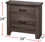 English Elm Natural Finish Striking Wooden Nightstand Bedside Table 2X Drawers Storage Bedroom Furniture